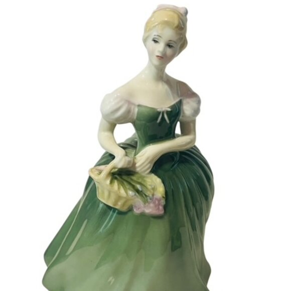 Royal Doulton Figurine England Sculpture Vtg 2345 Clarissa 1967 Green Basket mcm